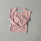 Sexy Short Backless Fixed Chest Pad Sports T-shirt Vest Women's Tight Fitting Quick Drying Slimming Yoga Suit Top Clothing