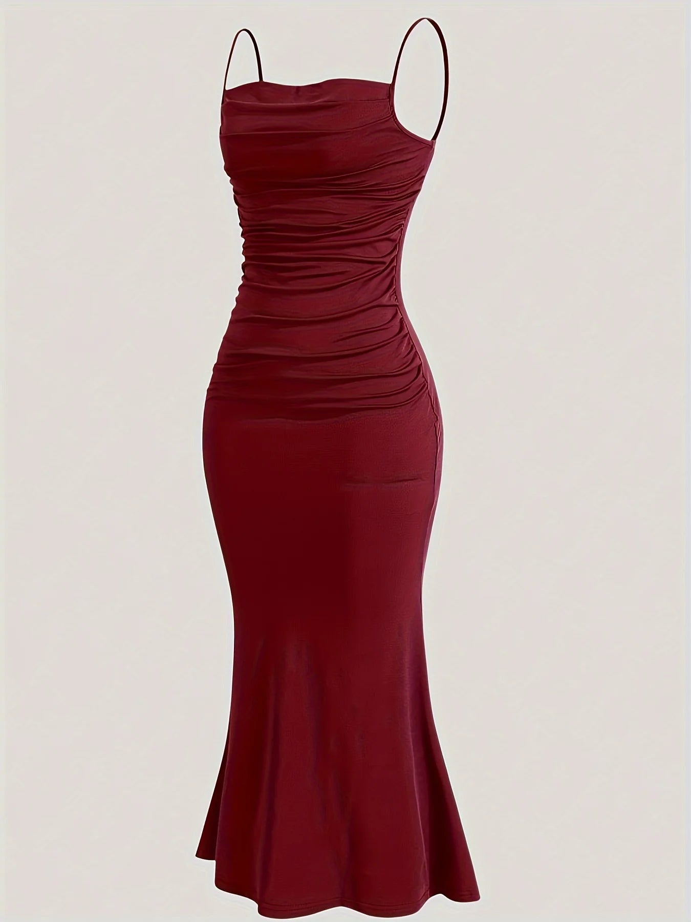 Women's Solid Color Ruched Cami Dress, Elegant Sleeveless Dress for Party Evening Formal Occasions, Ladies Summer Dress