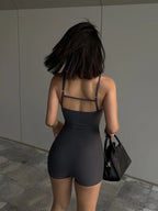 Solid Backless Tank Bodysuit Sexy Hot Camisole Top Jumpsuit Women's Bodycon Summer Black Sleeveless Slim Rompers Y2k Clothing