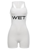 New 2025Summer Women Sexy Sport Romper Subtranslucent Slim Playsuits Letter Printed White Women'S Raceback Sleeveless