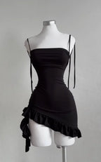 2025 popular European and American new dress with summer high-end feel Y2K sexy backless lace up spicy girl's hip hugging skirt