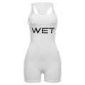 New 2025Summer Women Sexy Sport Romper Subtranslucent Slim Playsuits Letter Printed White Women'S Raceback Sleeveless