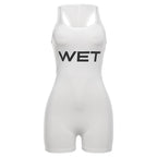 New 2025Summer Women Sexy Sport Romper Subtranslucent Slim Playsuits Letter Printed White Women'S Raceback Sleeveless