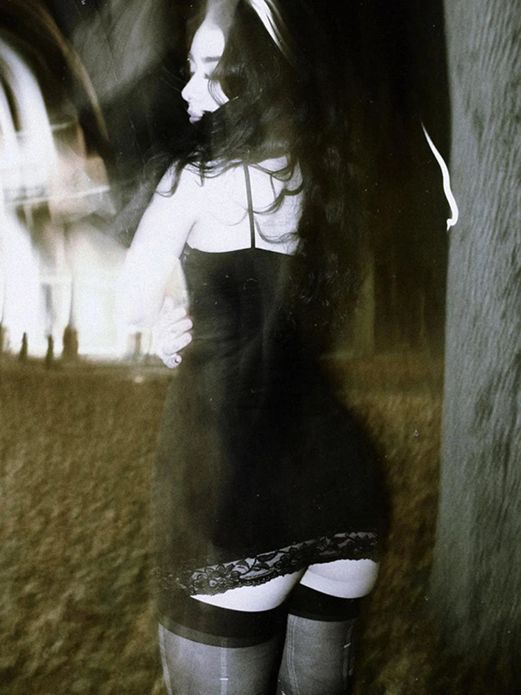 AltGoth Cyber Punk Gothic Dress Women Streetwear Harajuku Skull Printed Sleeveless High Waist Bodycon Dress Grunge Rave Outfits