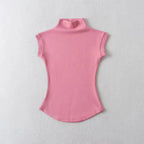 Women Summer Sexy Turtleneck Sleeveless T-Shirts Tops Solid Slim Fit Pullovers Causal Tees Shirts Female Streetwear Basics Tees